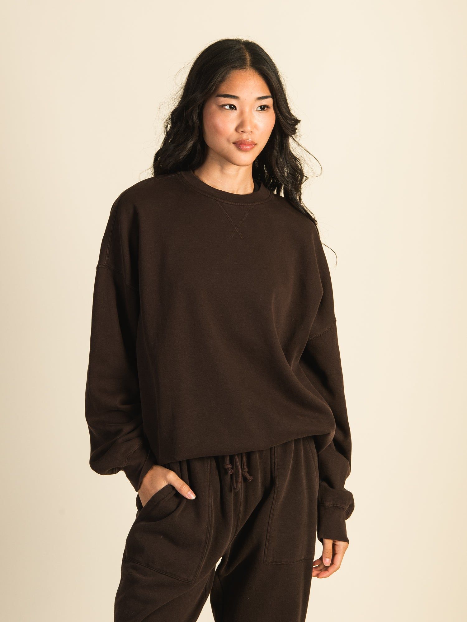 HARLOW MICHELLE CREW SWEATSHIRT - CHOCOLATE sold by Harlow