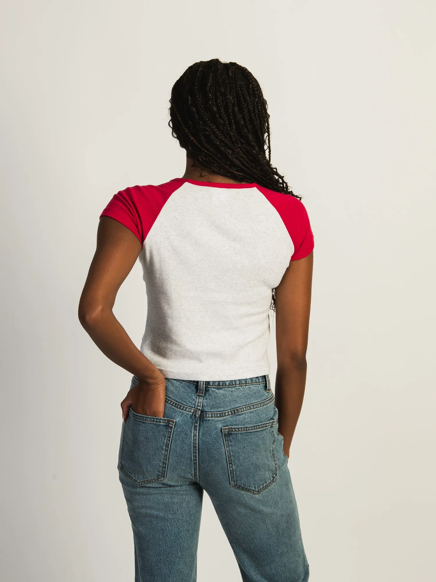 HARLOW BLAIR RAGLAN MELANGE TEE - PORT sold by Harlow product image thumbnail 3