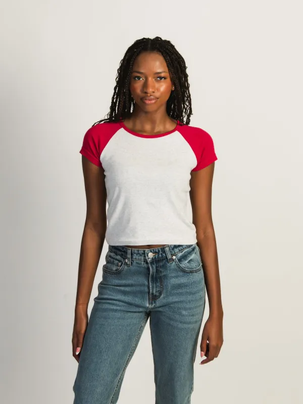 HARLOW BLAIR RAGLAN MELANGE TEE - PORT sold by Harlow