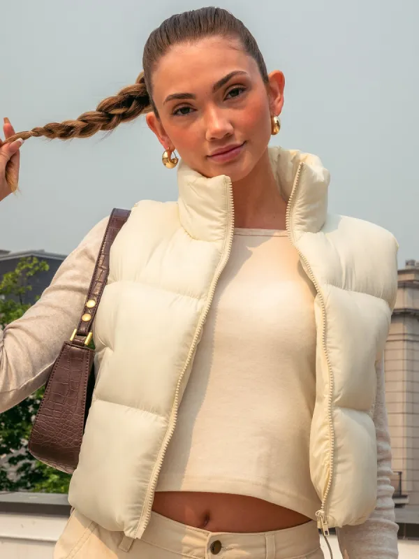 HARLOW PEGGY PUFFER VEST - CREAM sold by Harlow