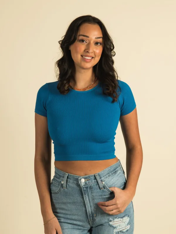 HARLOW RIBBED SEAMLESS TEE sold by Harlow