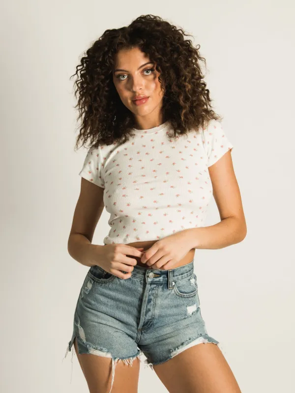 HARLOW RIBBED DITSY BABY TEE sold by Harlow