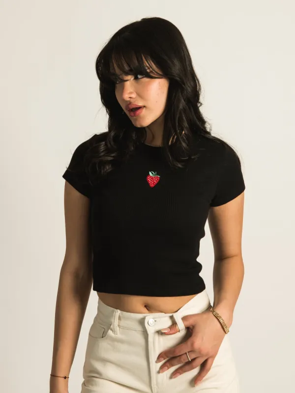 HARLOW RIBBED EMBROIDERED BABY TEE sold by Harlow