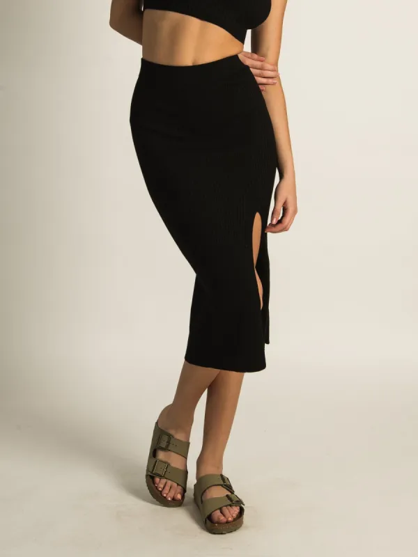 HARLOW AUDREY RIBBED SLIT SKIRT sold by Harlow