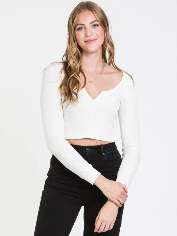 HARLOW KYLIE LONG SLEEVE NOTCH TEE sold by Harlow