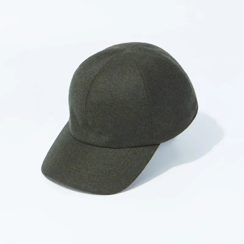 Baseball Cap Wool Cashmere Olive made by Harry's of London