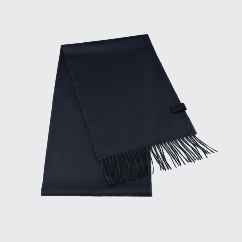 Woven Scarf 100% Cashmere Navy sold by Harry's of London