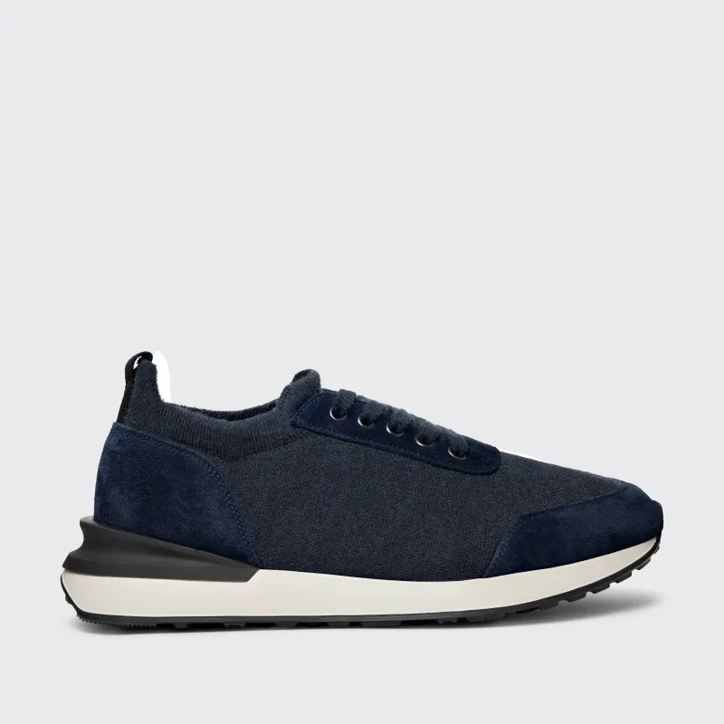 Mallory Knit Wool/Suede Navy sold by Harry's of London