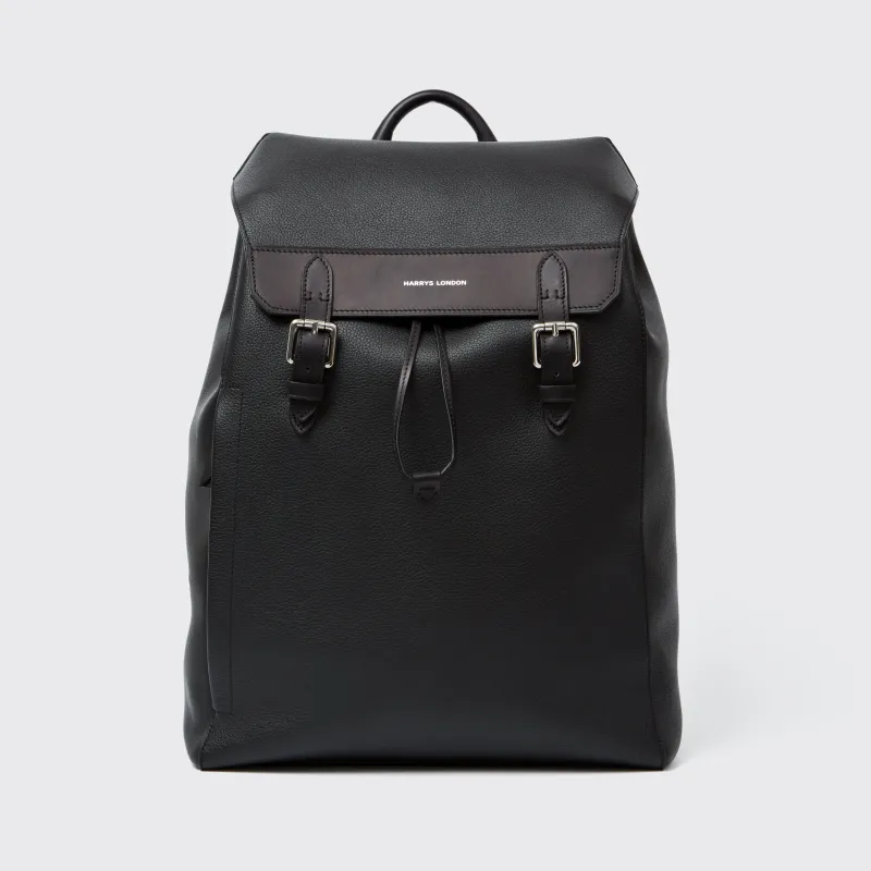Flap Backpack Leather Black sold by Harry's of London