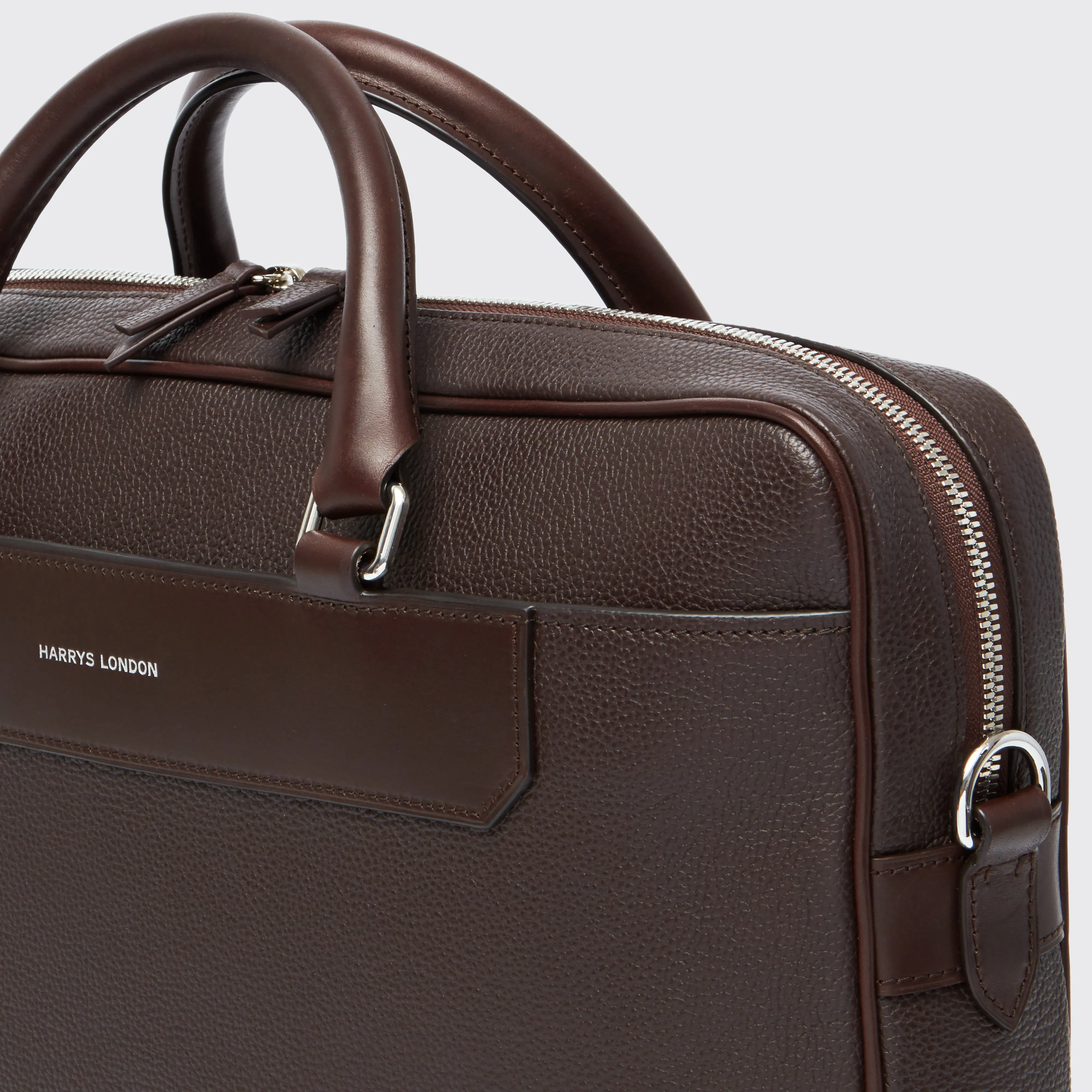 Briefcase Grained Leather Chocolate sold by Harry's of London product image thumbnail 2