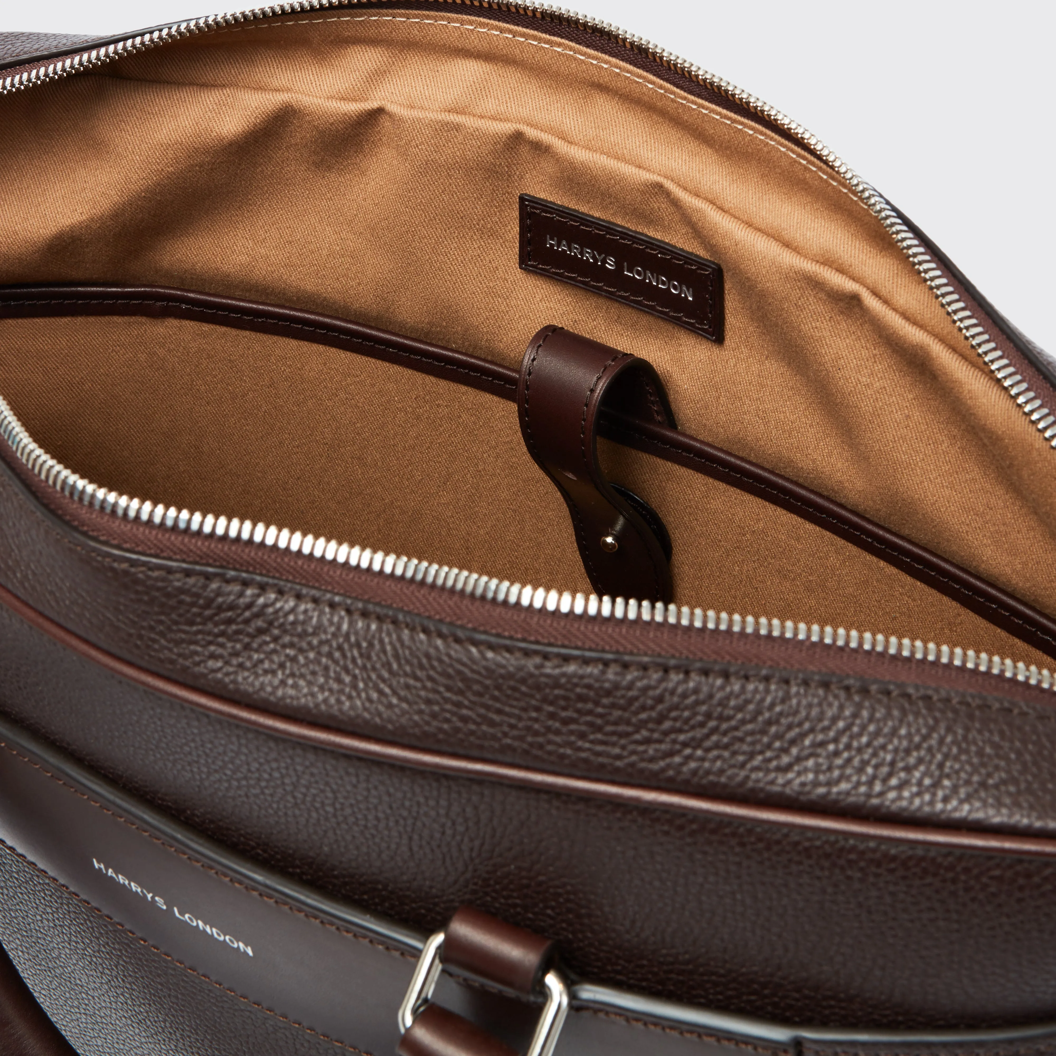 Briefcase Grained Leather Chocolate sold by Harry's of London product image thumbnail 3