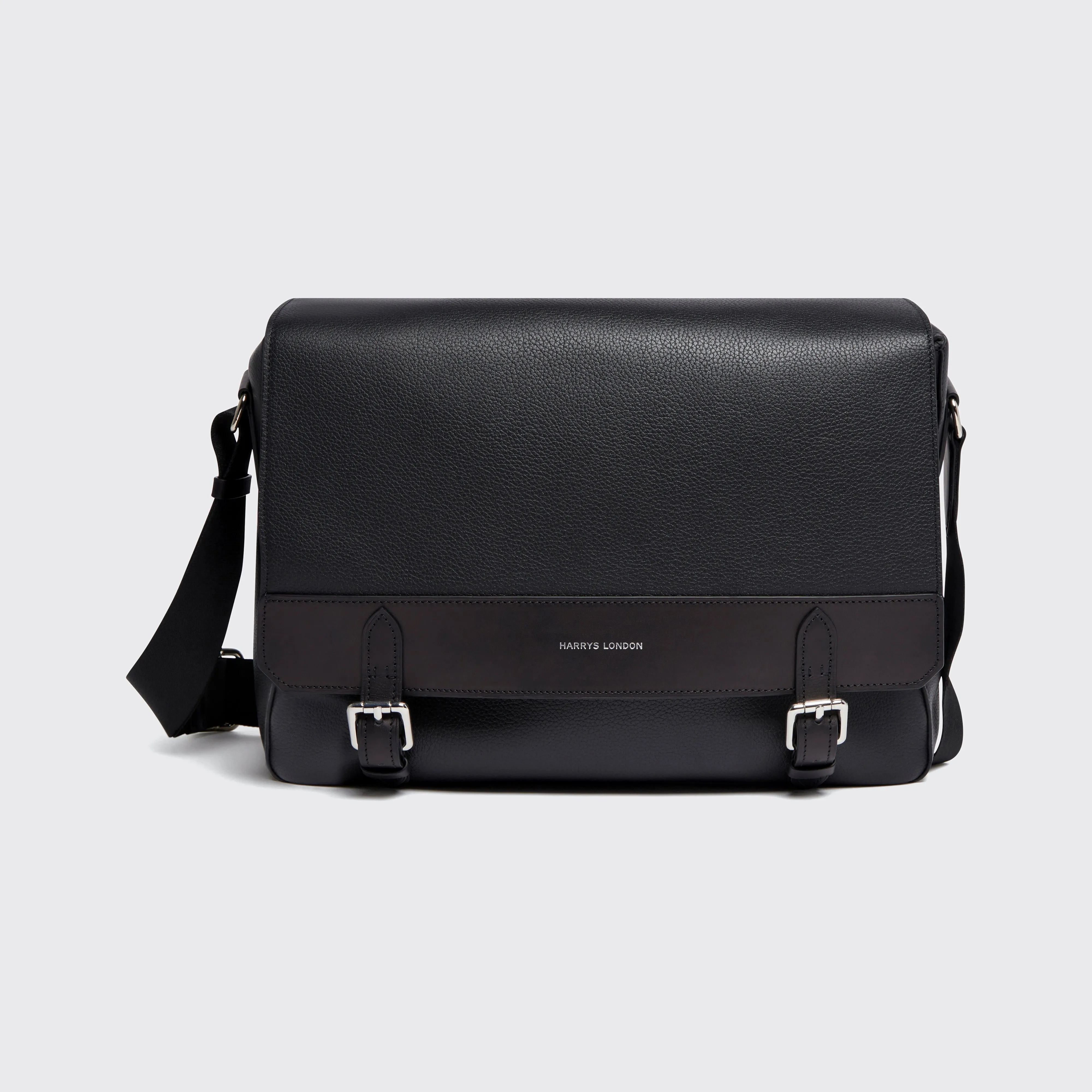 Messenger Grained Leather Black sold by Harry's of London