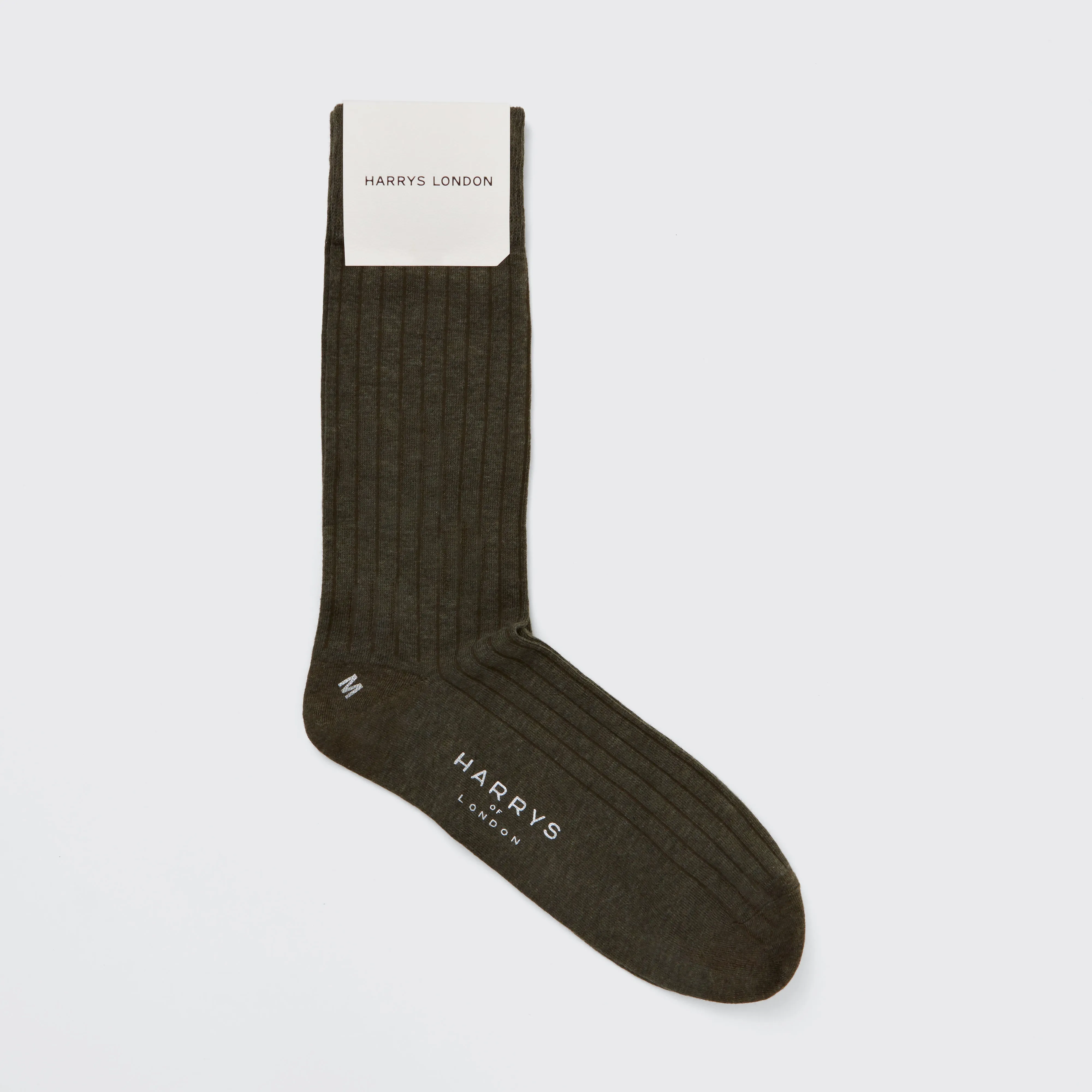 Ribbed Sock Cotton Olive sold by Harry's of London