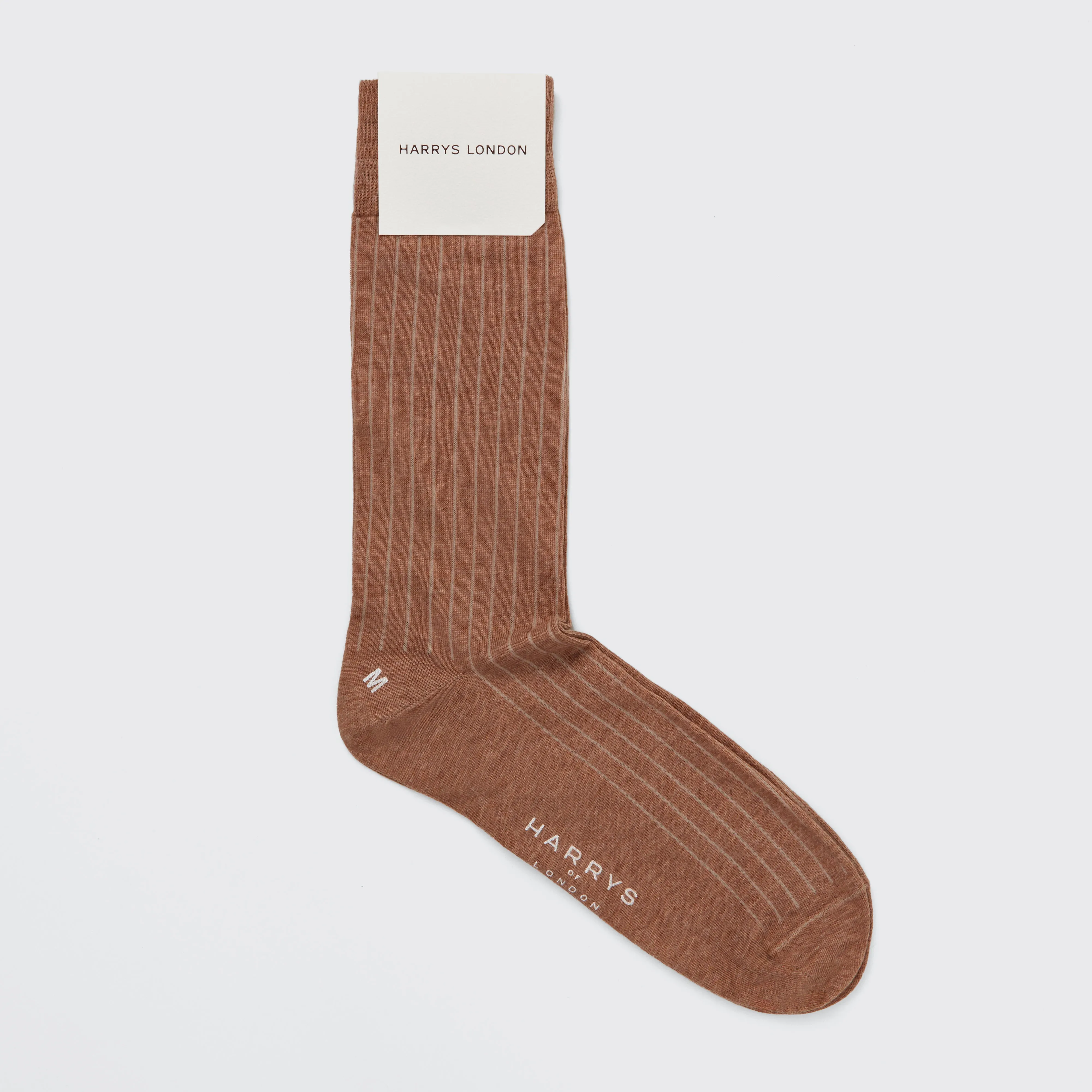 Ribbed Sock Cotton Light Brown sold by Harry's of London