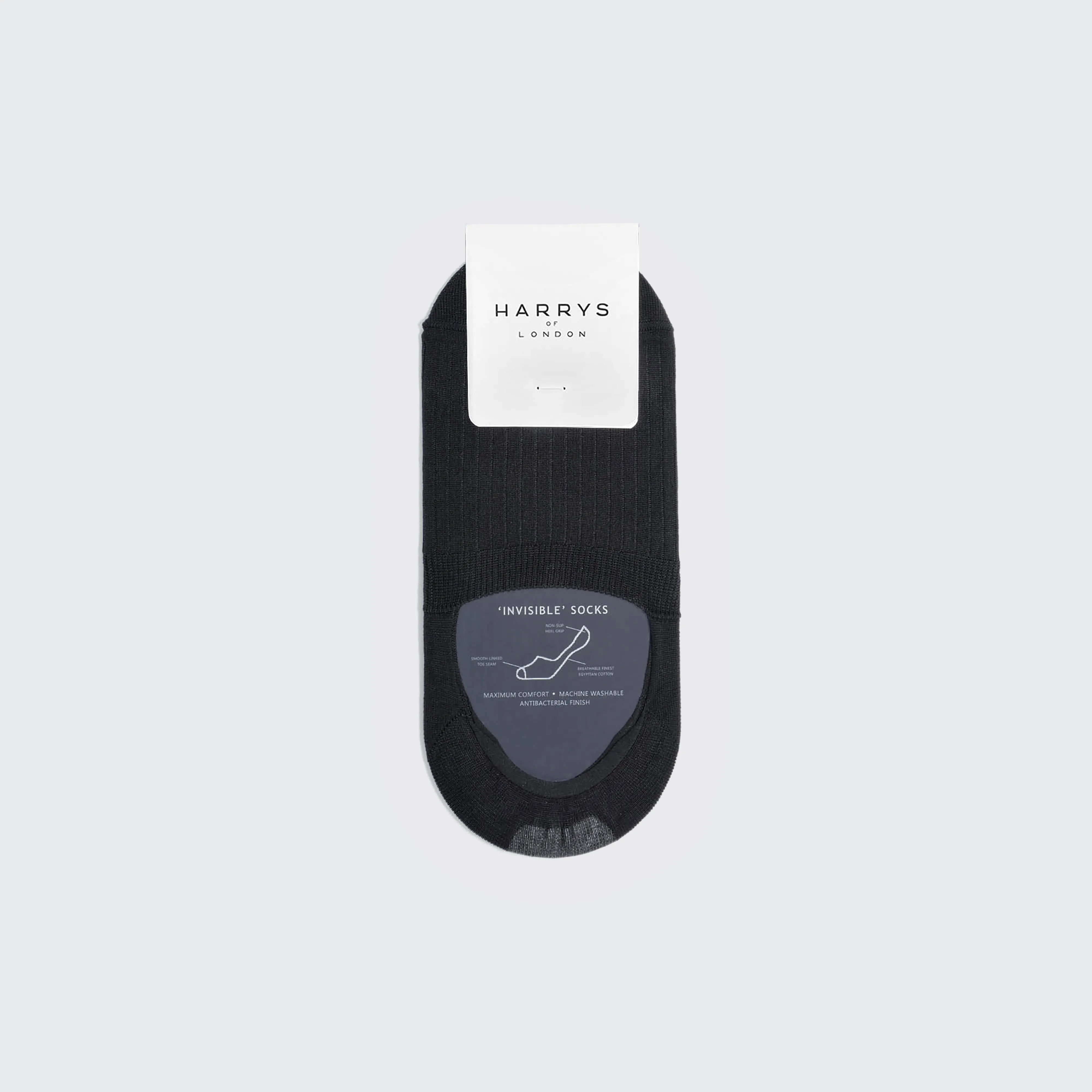 Invisible Cotton Black Socks sold by Harry's of London