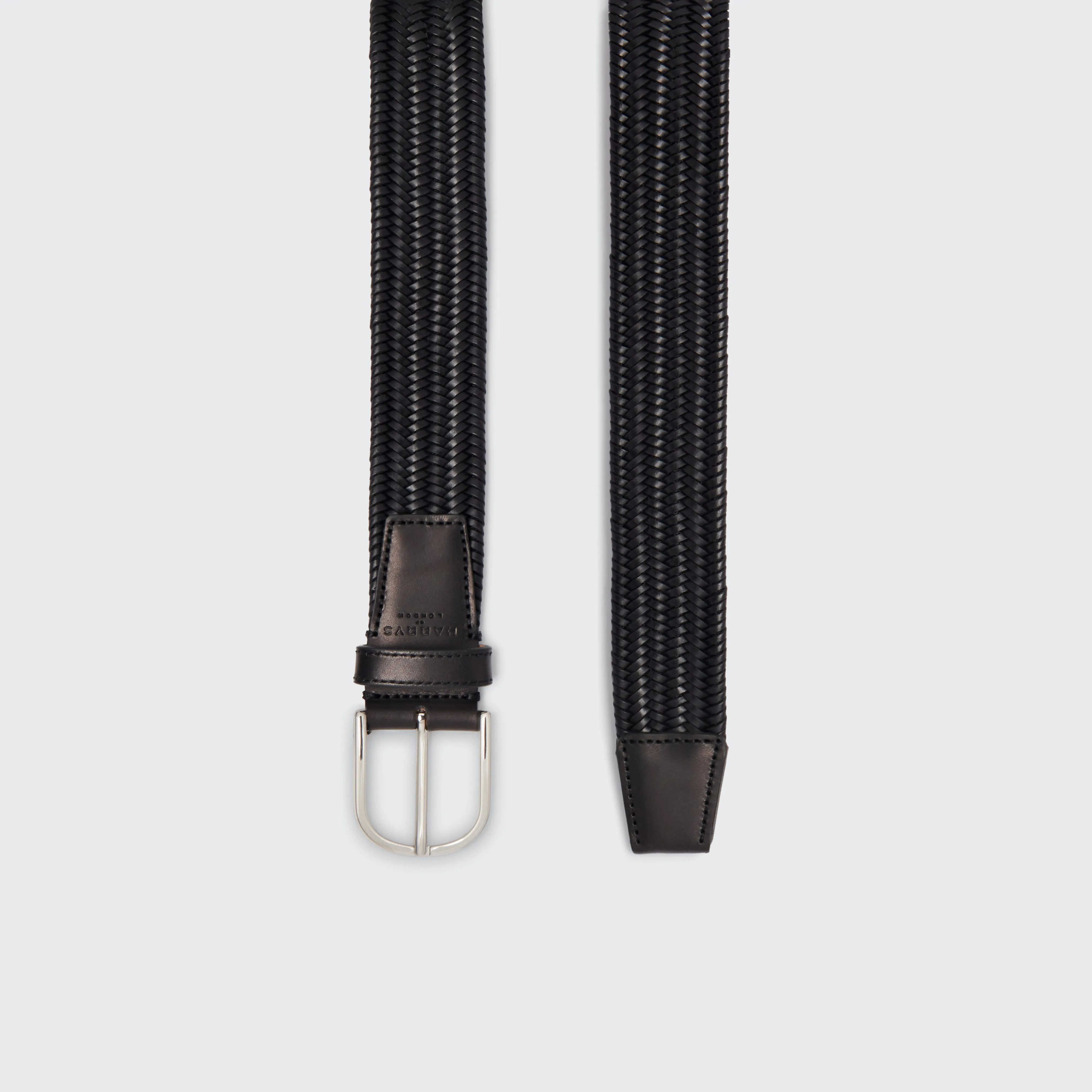 Woven Elasticated Leather Belt Black 35mm sold by Harry's of London product image thumbnail 2