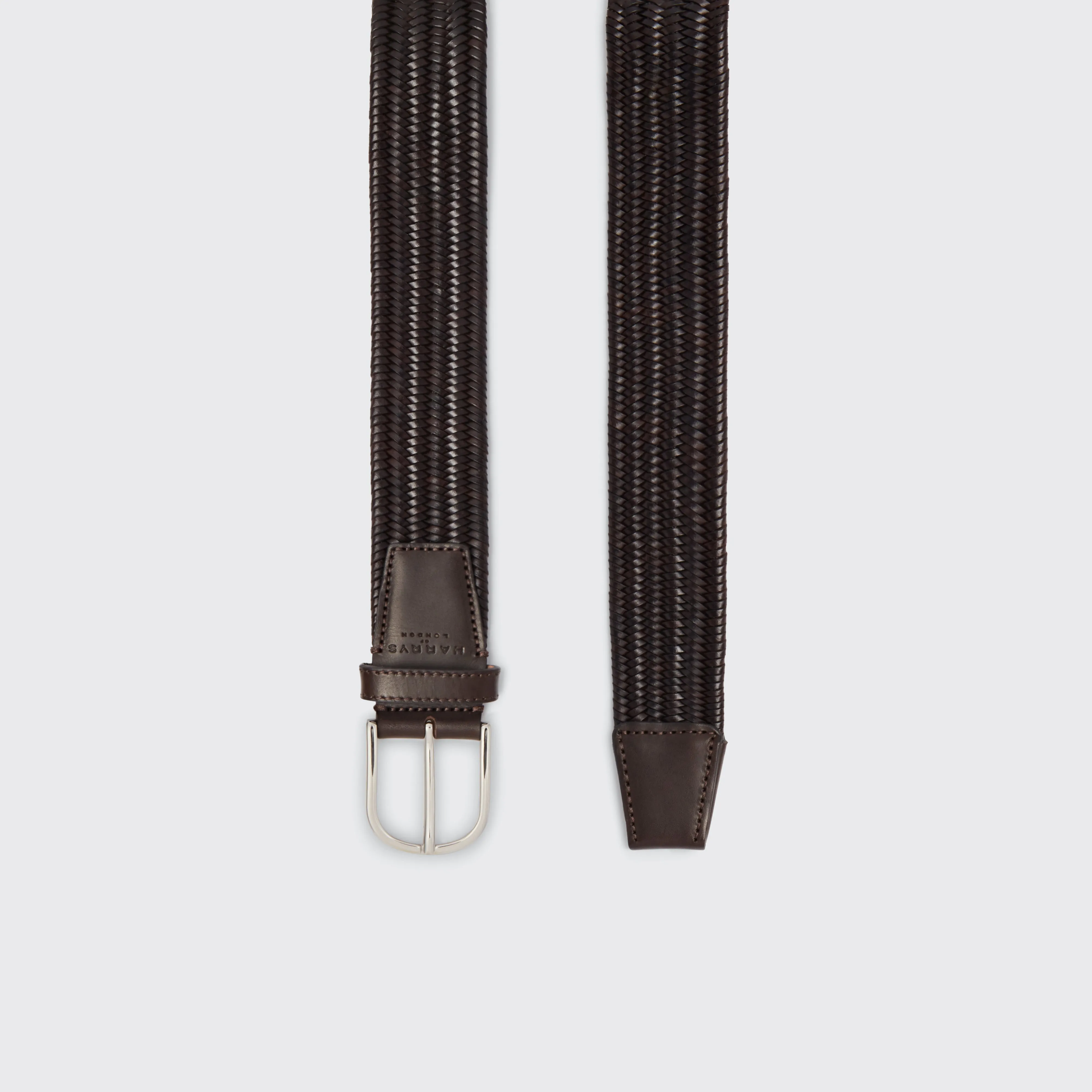Woven Elasticated Leather Belt Dark Brown 35mm sold by Harry's of London product image thumbnail 2