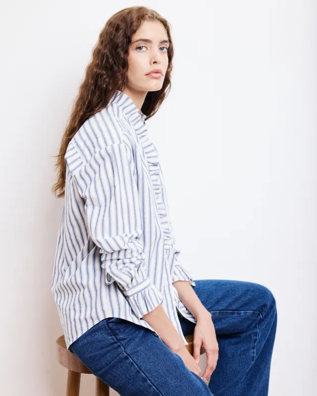 Chemise Femme en Popeline de Coton à Rayures Bleues Carmela sold by Hartford
