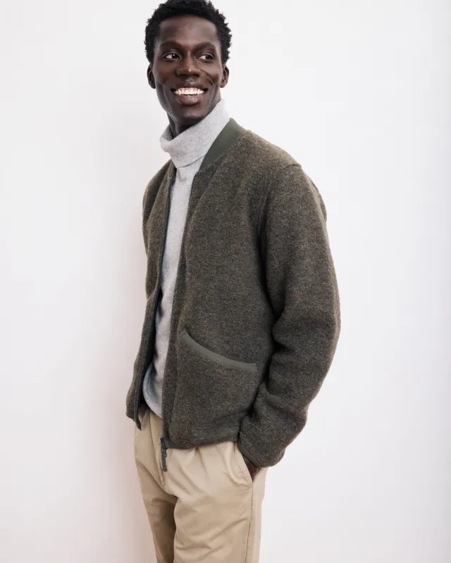 Veste Homme en Laine Bouillie Vert Militaire Bomber sold by Hartford