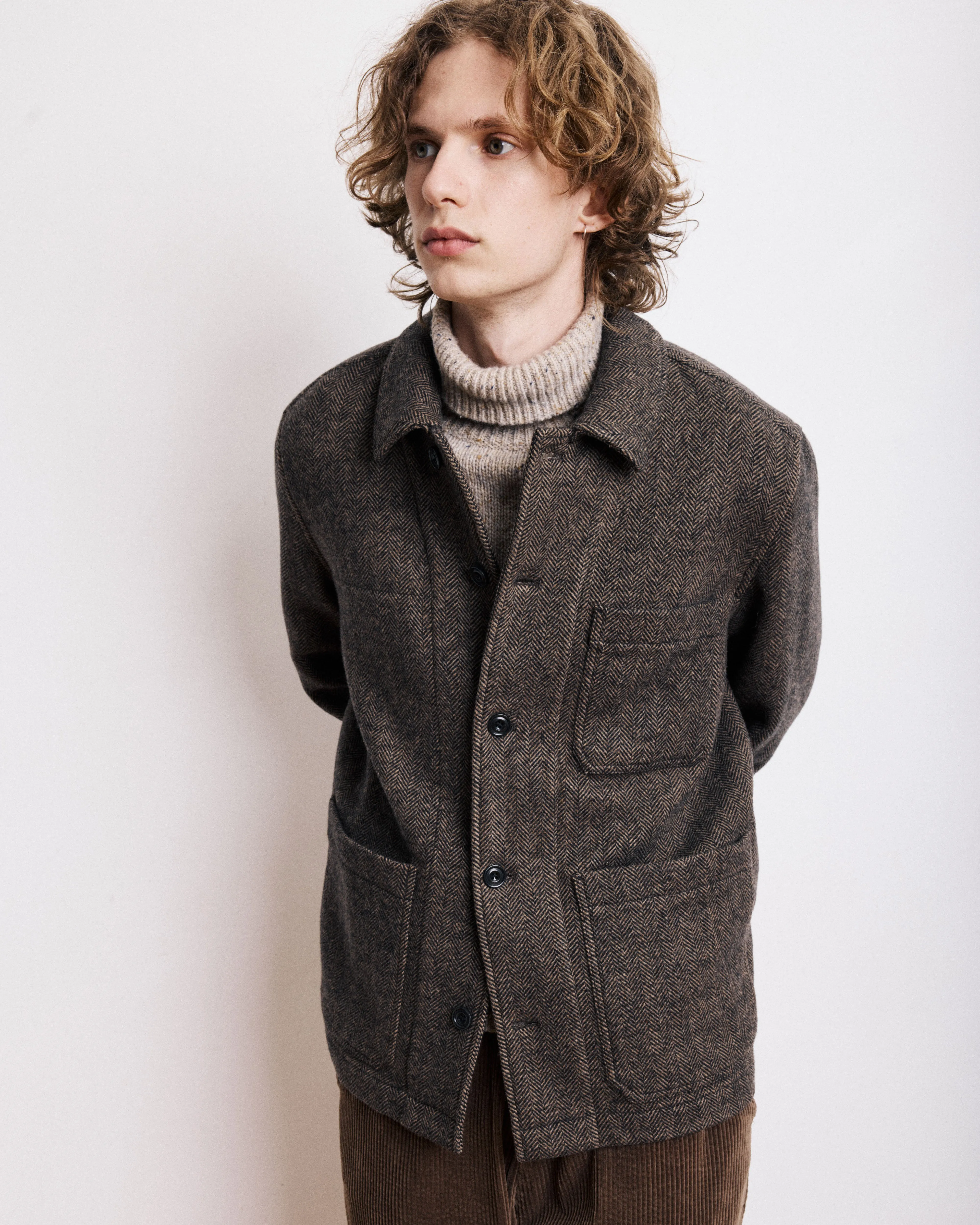 Veste Homme en Laine à Chevrons Marron Jamison sold by Hartford product image thumbnail 3