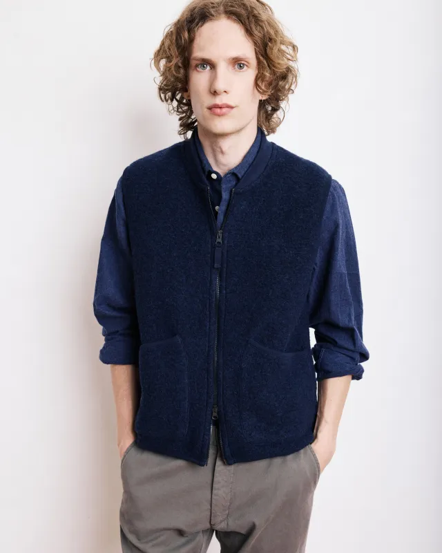 Gilet Homme en Laine Bouillie Bleu Marine Vest sold by Hartford