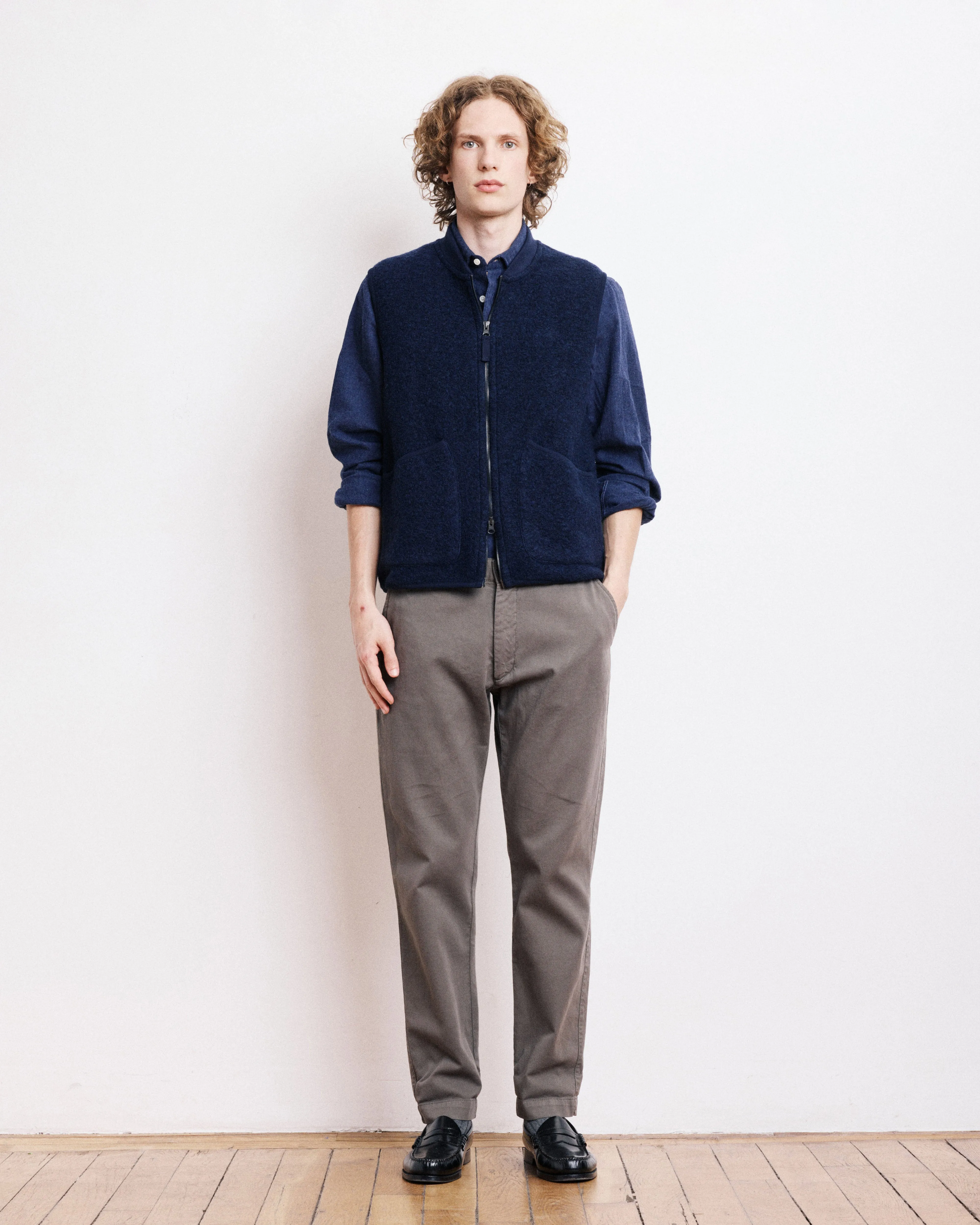 Gilet Homme en Laine Bouillie Bleu Marine Vest sold by Hartford product image thumbnail 3