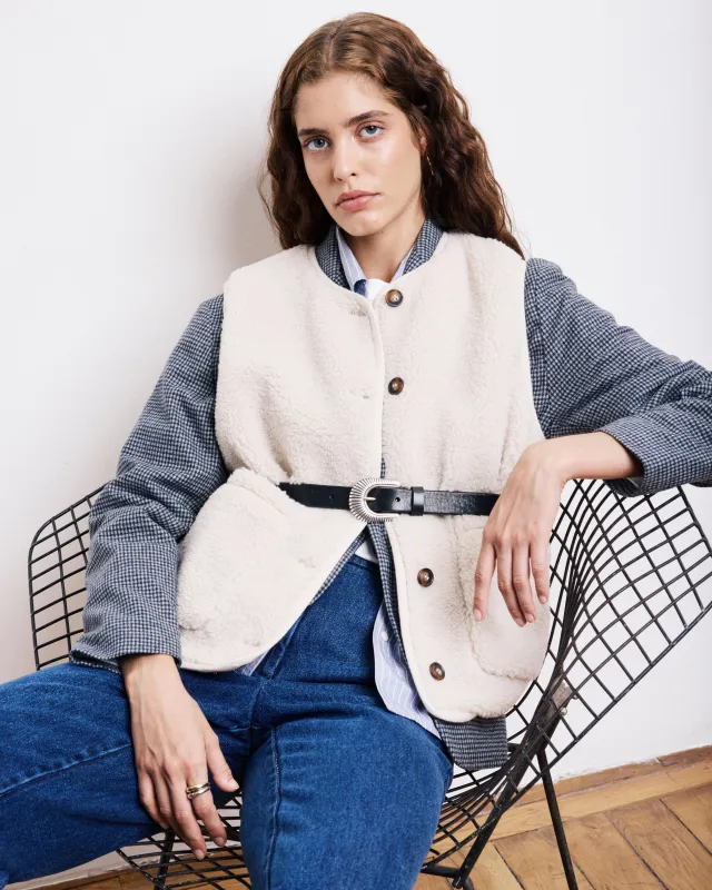 Gilet Femme en Sherpa Ecru Veon sold by Hartford