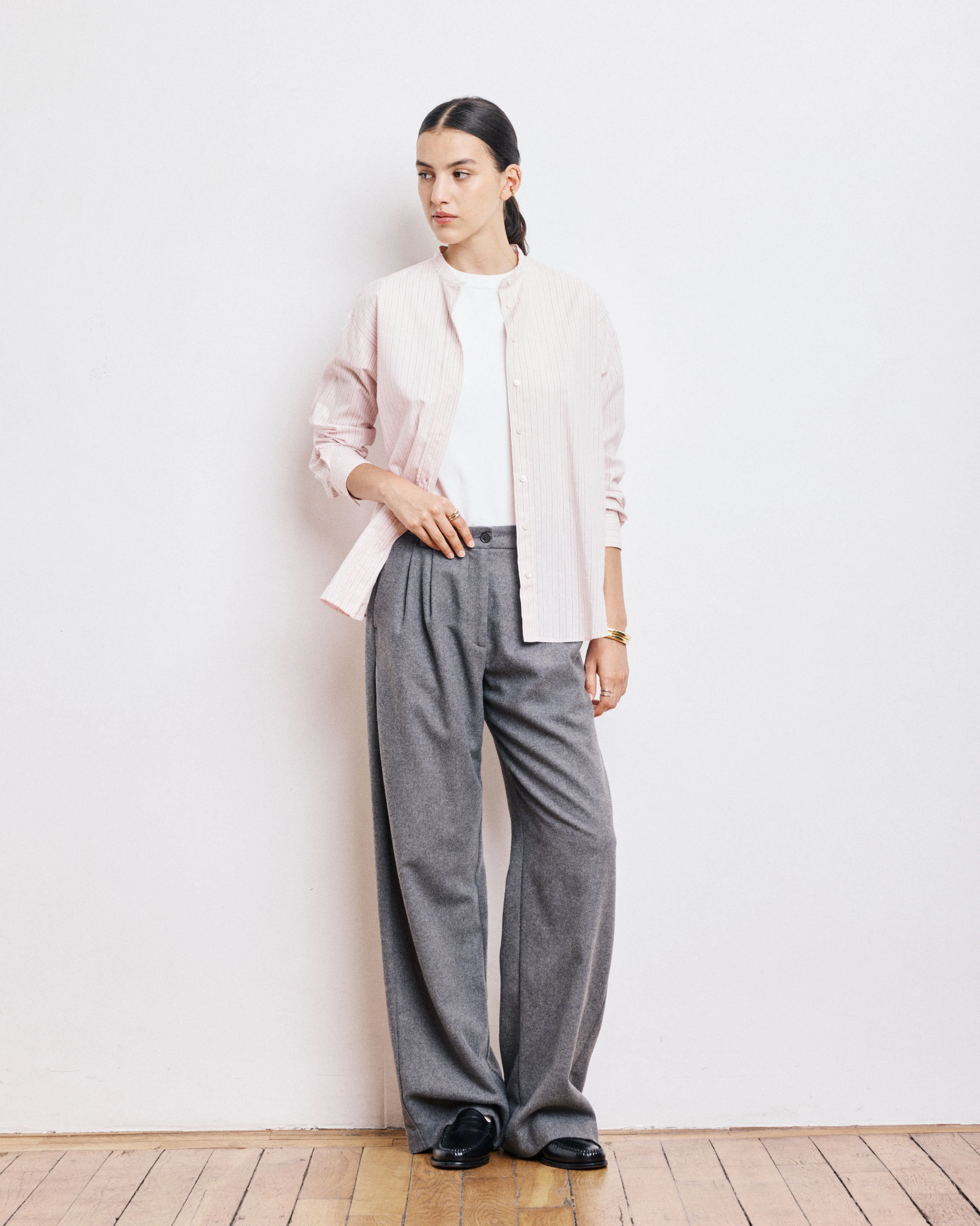 Chemise Femme en Popeline de Coton à Rayures Rose Cristal sold by Hartford product image thumbnail 4