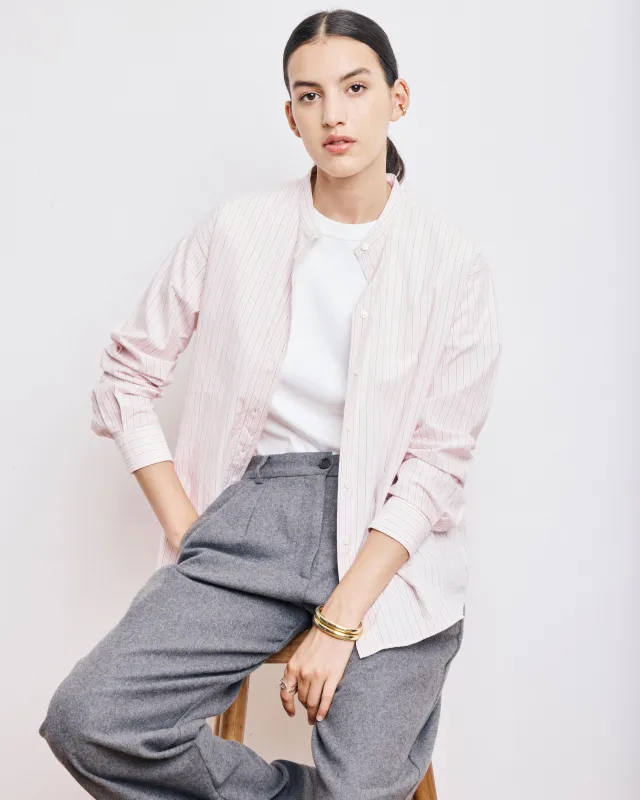 Chemise Femme en Popeline de Coton à Rayures Rose Cristal sold by Hartford