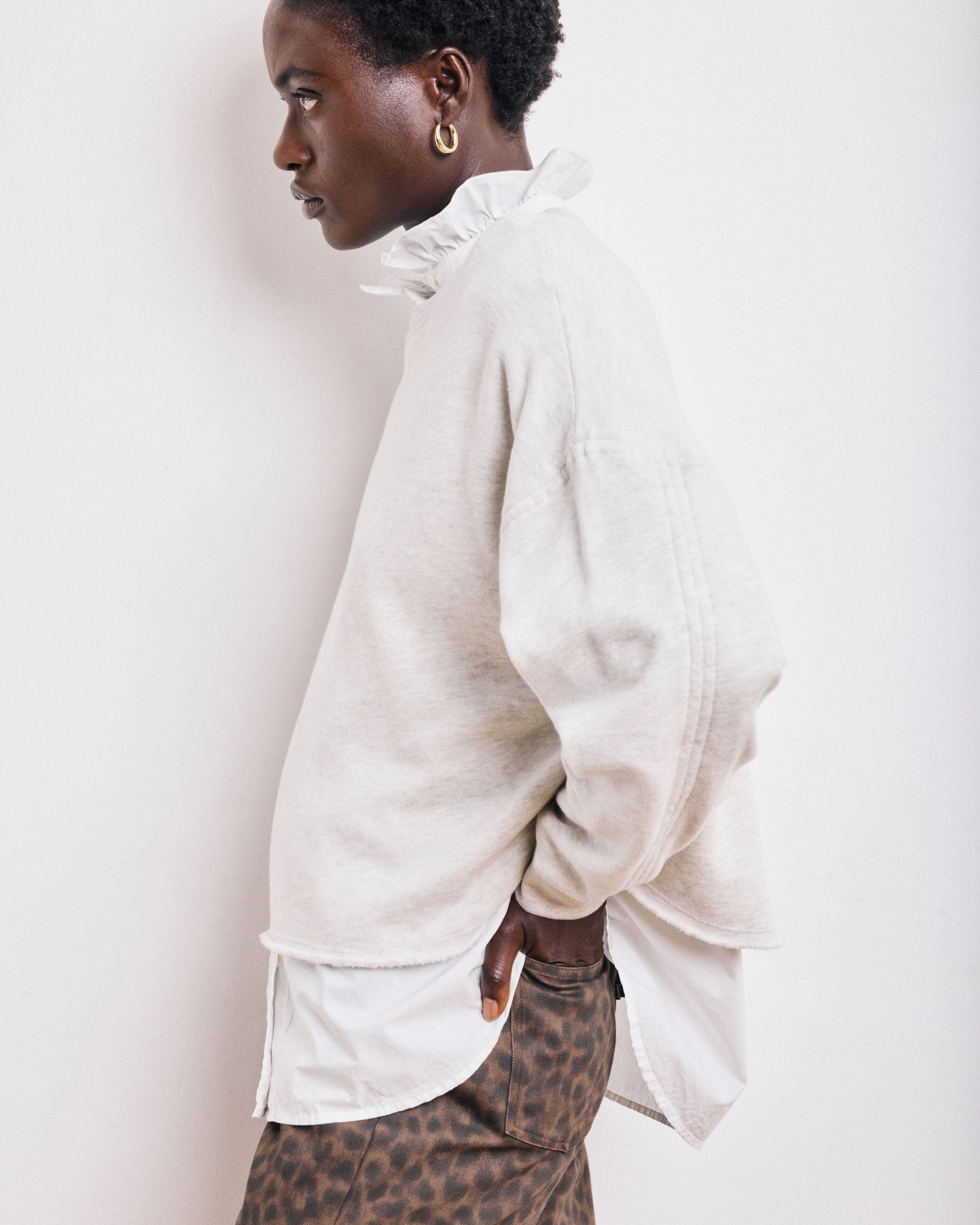 Sweatshirt Femme en Coton & Modal Ecru Chiné Tafia sold by Hartford product image thumbnail 2