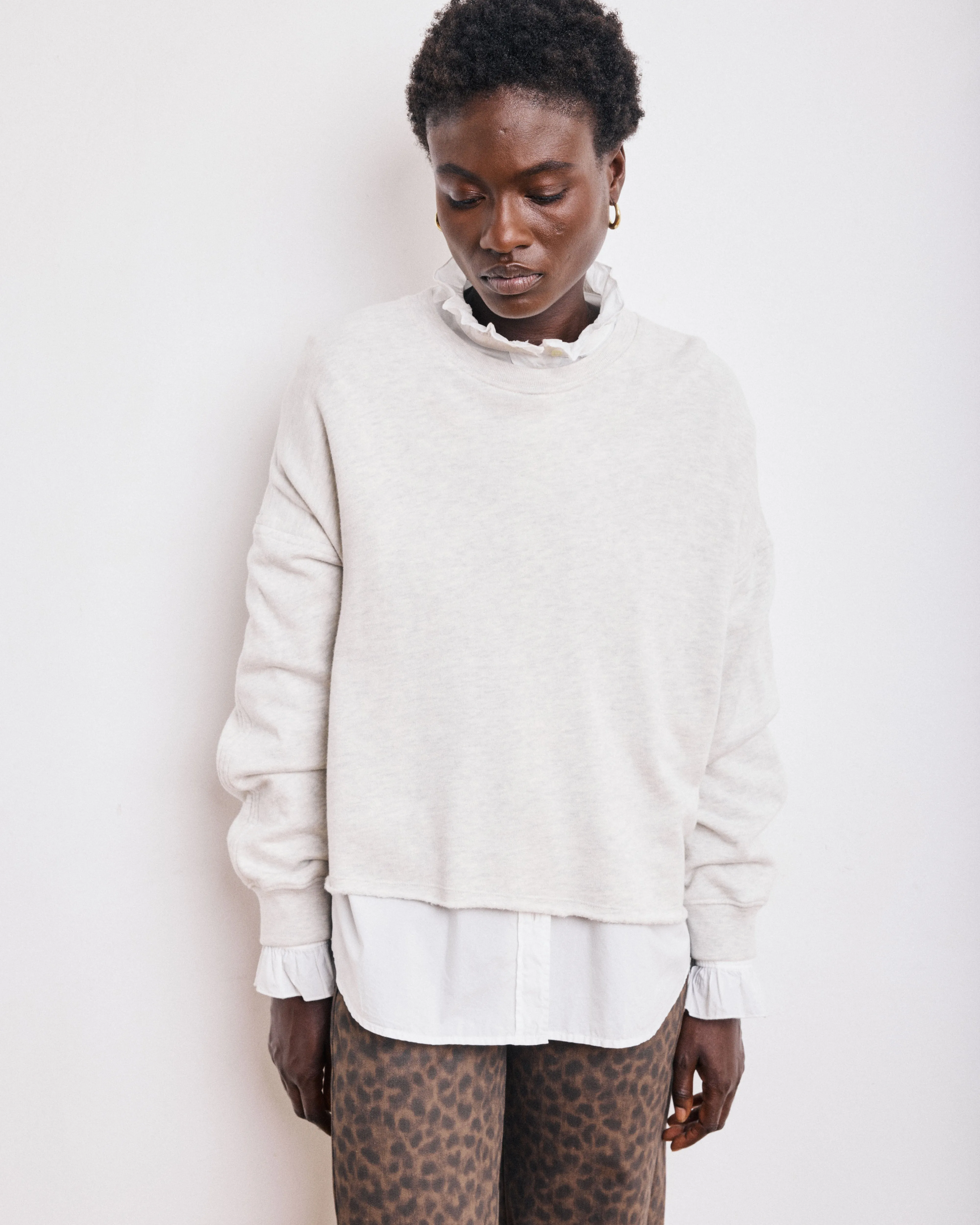 Sweatshirt Femme en Coton & Modal Ecru Chiné Tafia sold by Hartford product image thumbnail 3
