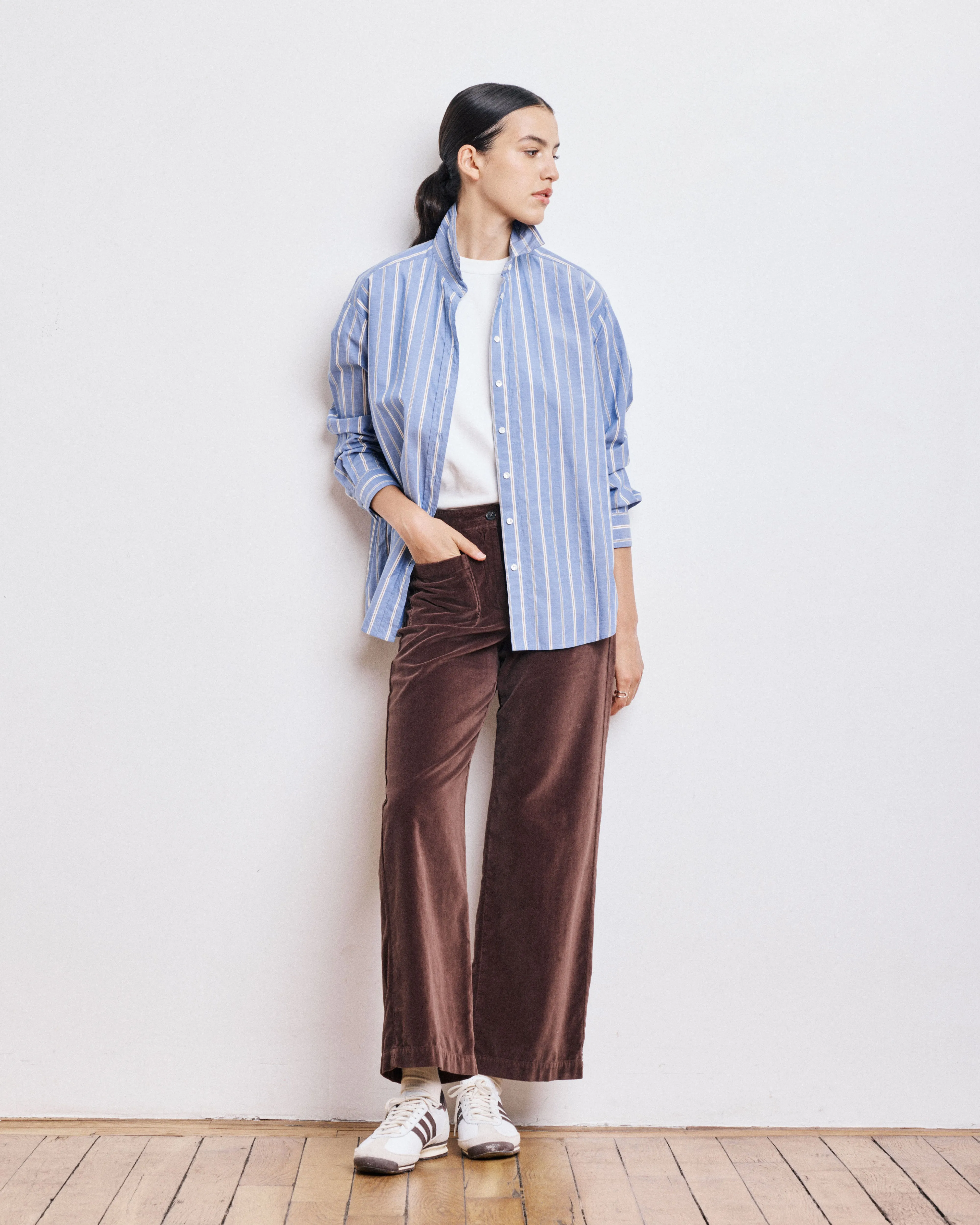 Chemise Femme en Popeline de Coton à Rayures Bleues Cinema sold by Hartford product image thumbnail 4