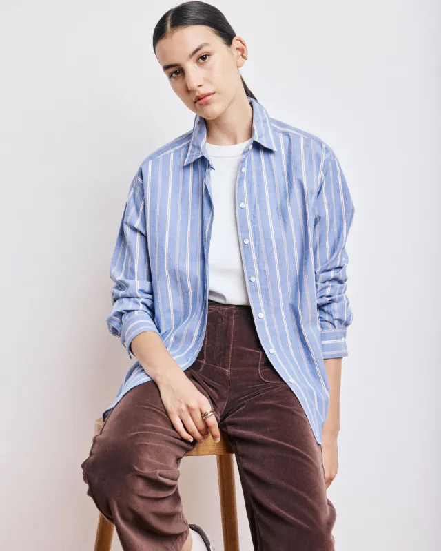 Chemise Femme en Popeline de Coton à Rayures Bleues Cinema sold by Hartford