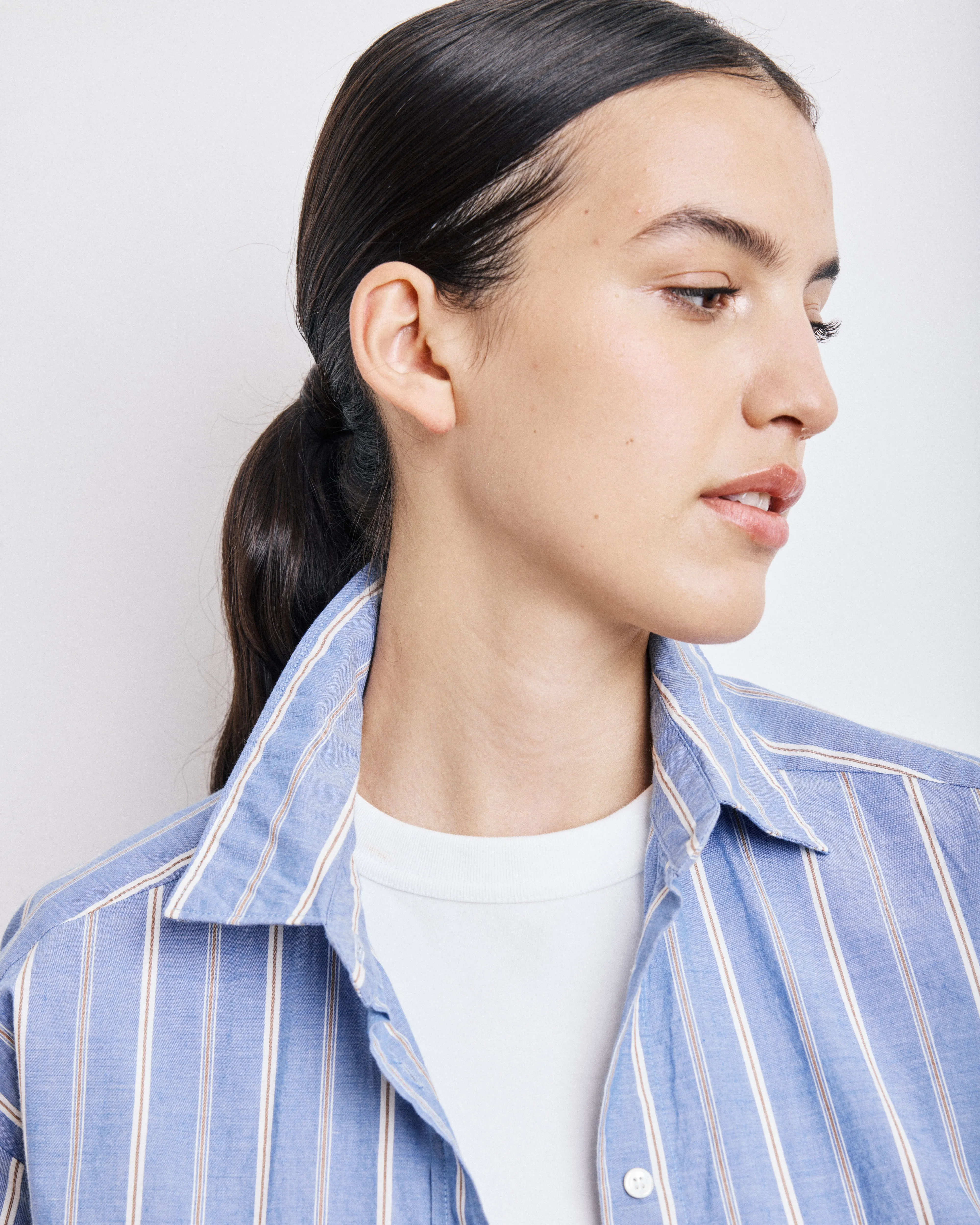 Chemise Femme en Popeline de Coton à Rayures Bleues Cinema sold by Hartford product image thumbnail 3