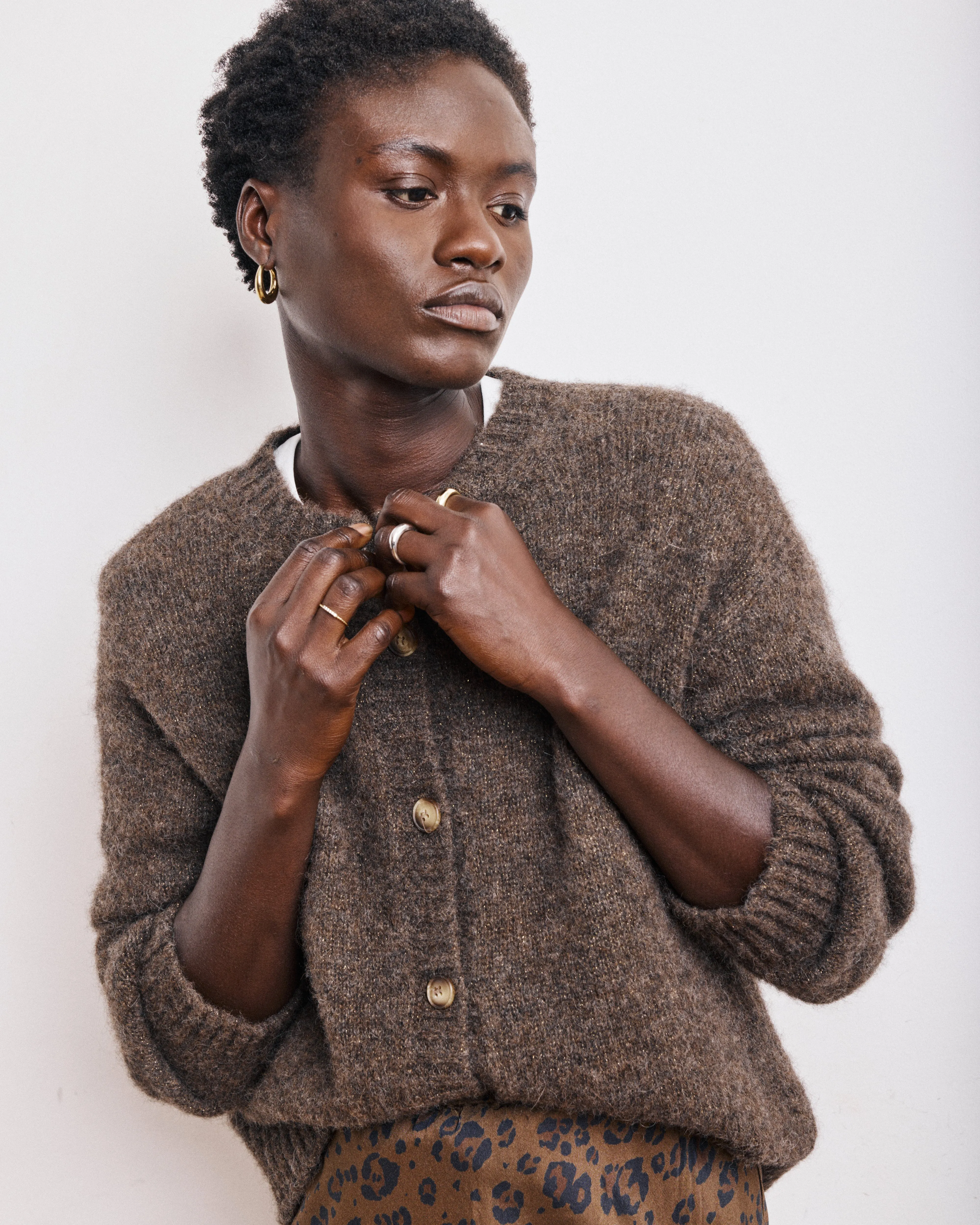 Cardigan Femme en Alpaga & Lurex Marron Meja sold by Hartford