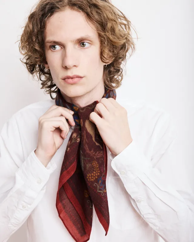 Echarpe Homme en Laine à Chevrons Imprimée Rouge sold by Hartford