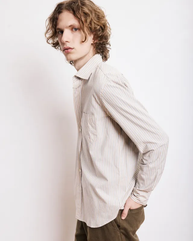 Chemise Homme en Popeline Rayée Jaune & Vert Paul sold by Hartford