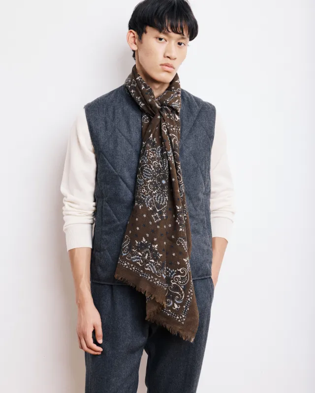 Echarpe Homme en Laine Imprimée Vert Militaire Bandana sold by Hartford