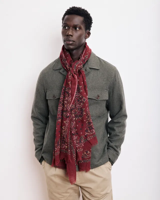 Echarpe Homme en Laine Imprimée Rouge Bandana sold by Hartford