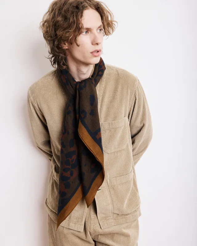 Echarpe Homme en Laine Imprimée Léopard Marron sold by Hartford