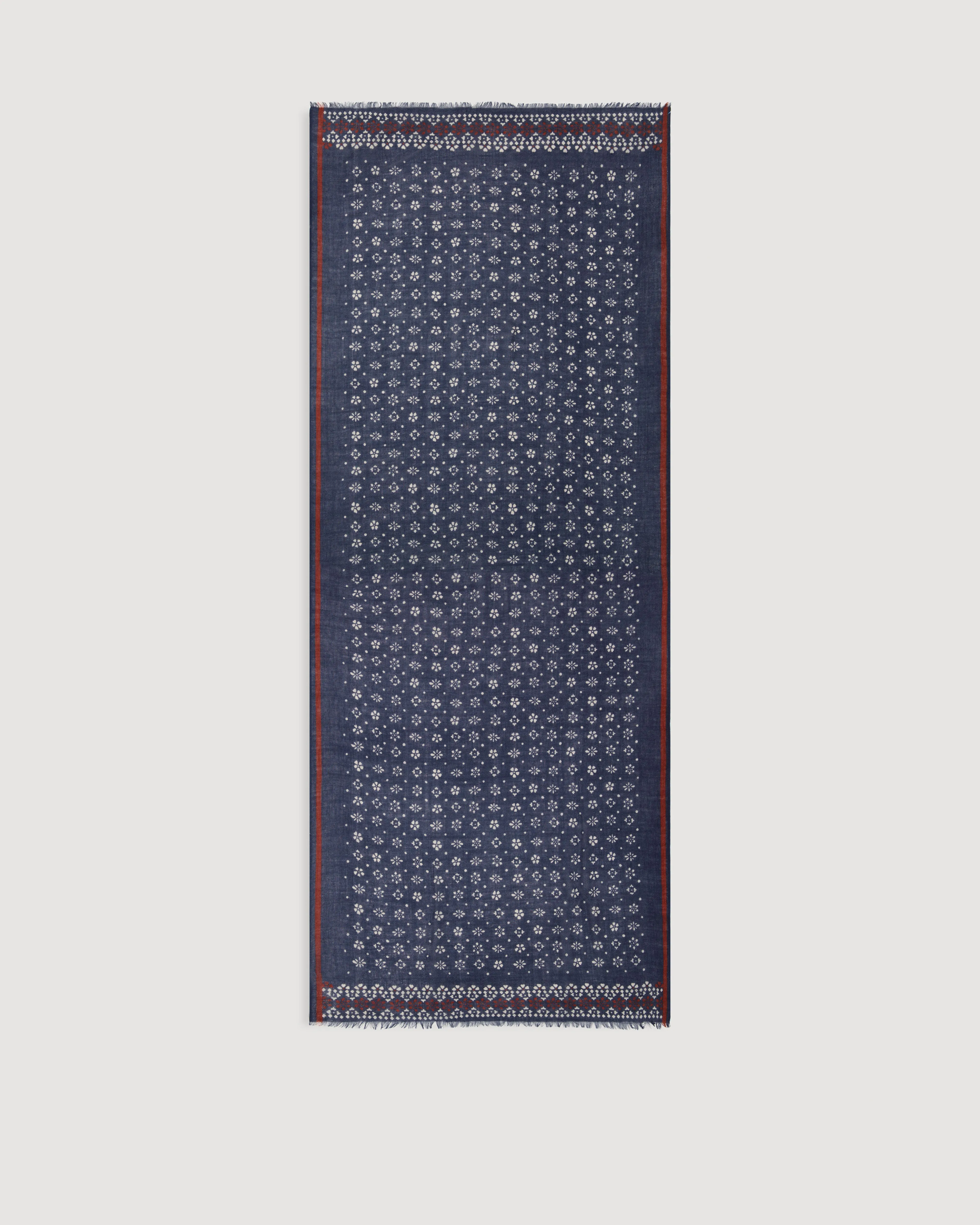 Echarpe Homme en Laine Imprimée Fleurs Indigo sold by Hartford product image thumbnail 3