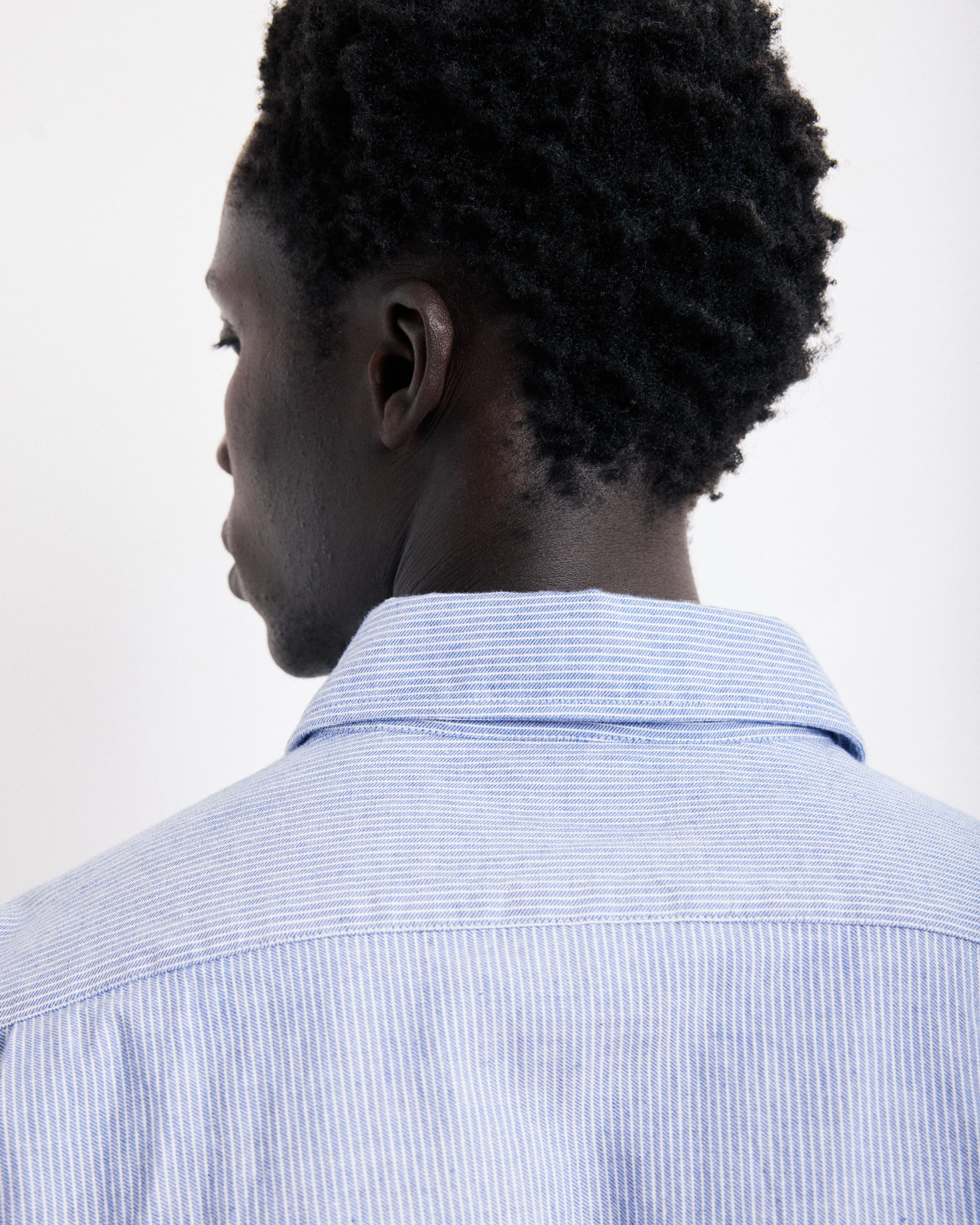 Chemise Homme en Gabardine de Coton Brossé Bleu Indigo Paul sold by Hartford product image thumbnail 5