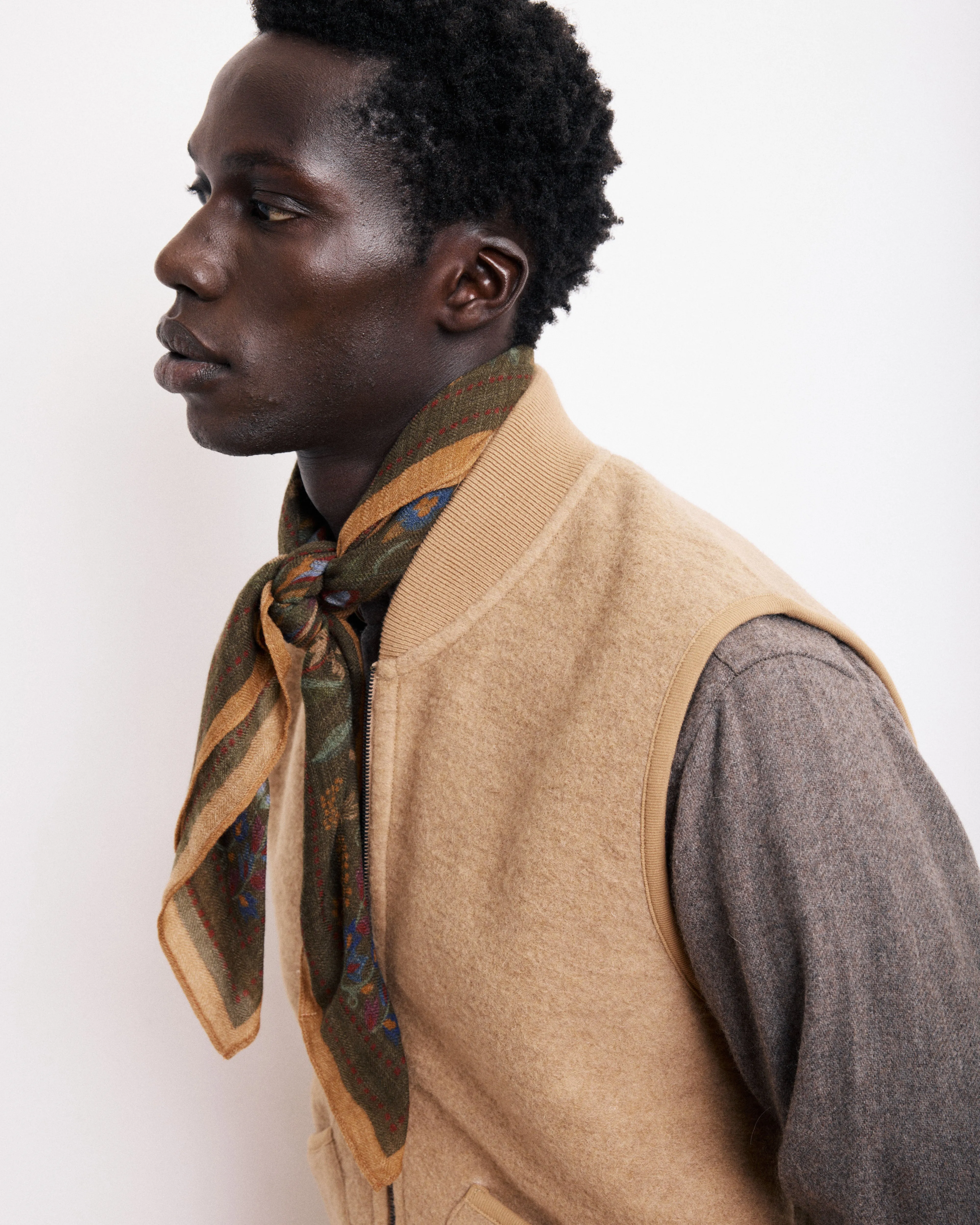 Echarpe Homme en Laine à Chevrons Imprimée Bronze sold by Hartford