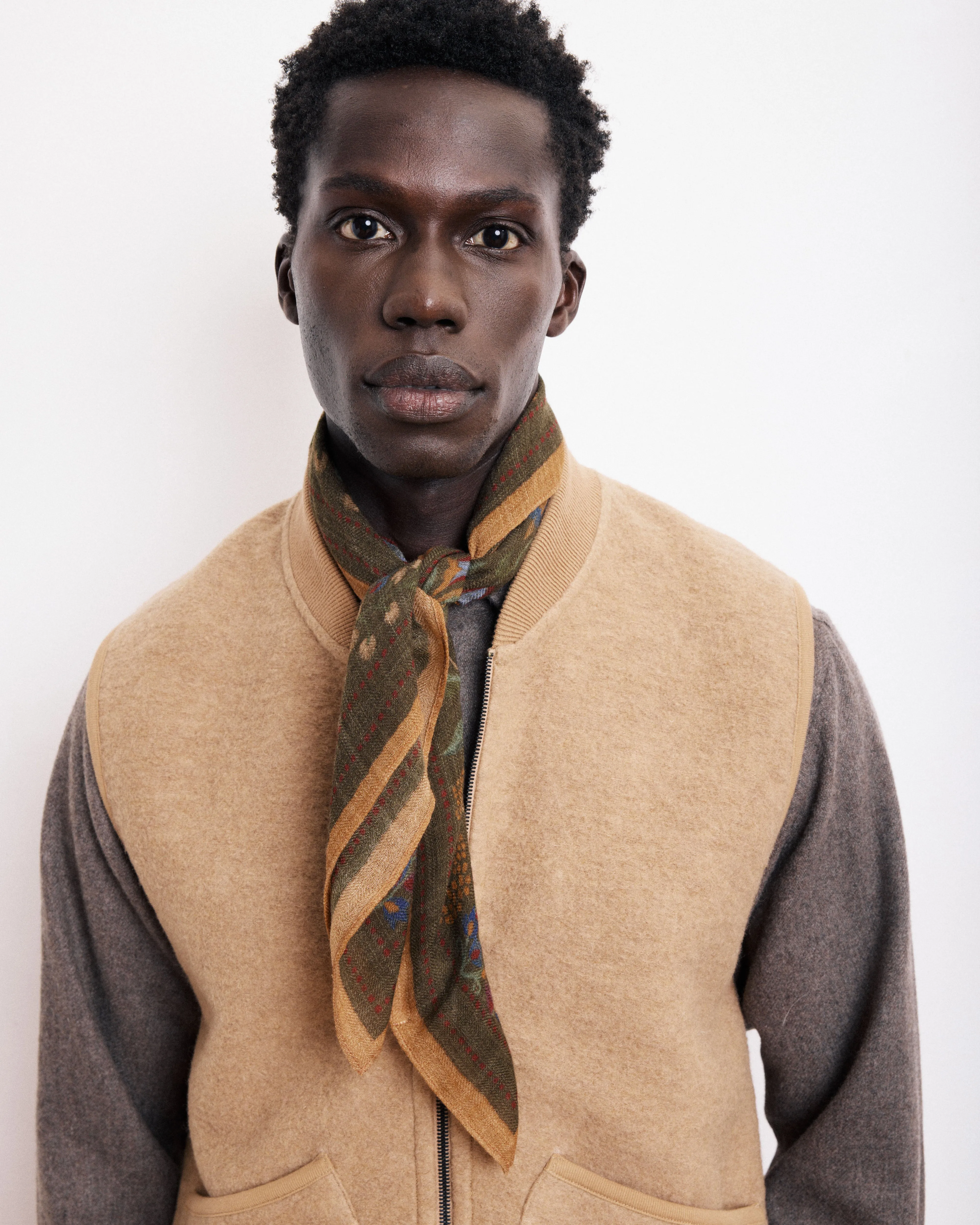 Echarpe Homme en Laine à Chevrons Imprimée Bronze sold by Hartford product image thumbnail 2