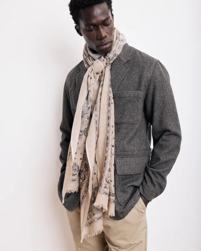 Echarpe Homme en Laine Imprimée Beige Bandana sold by Hartford
