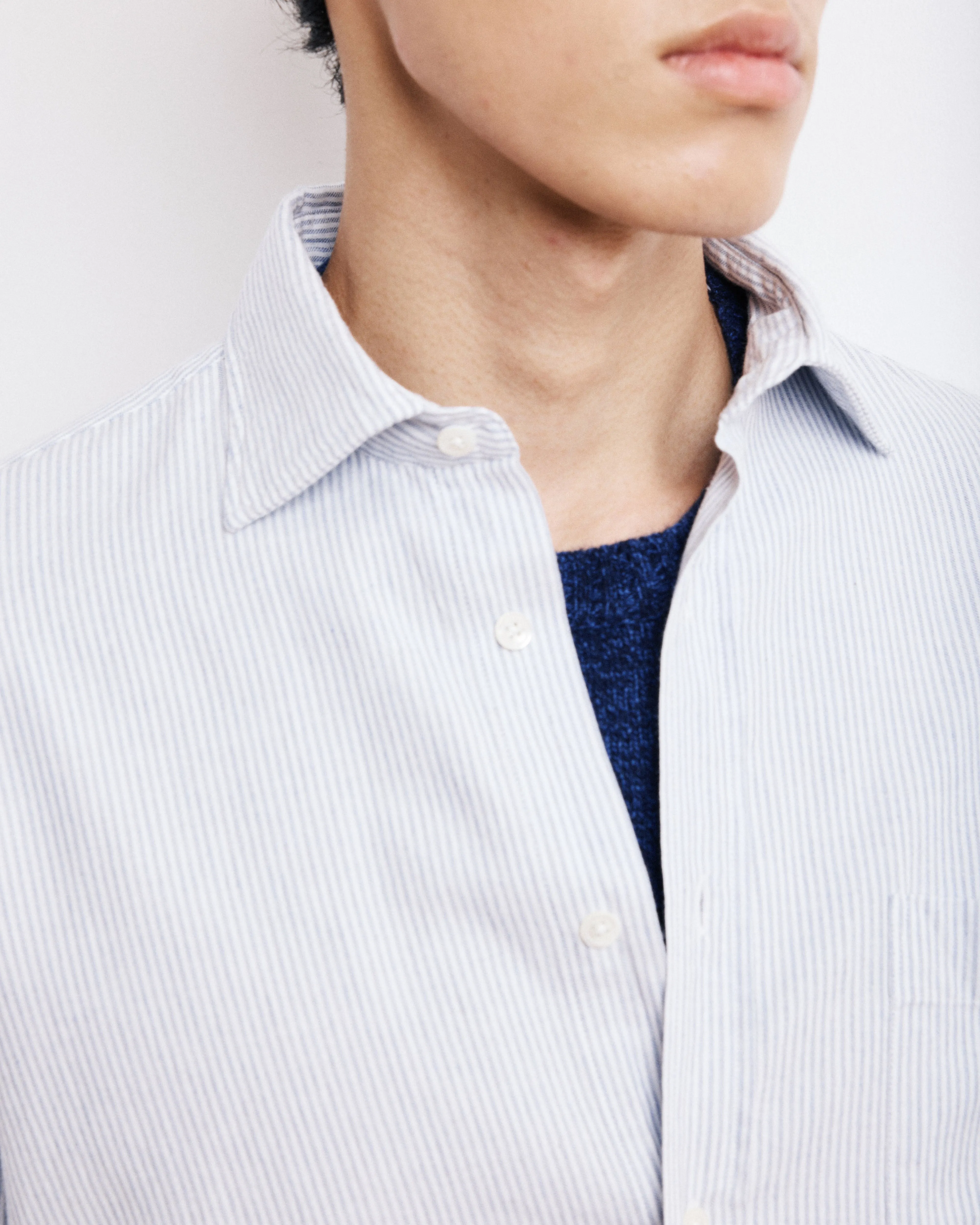 Chemise Homme en Gabardine de Coton Brossé Gris Paul sold by Hartford product image thumbnail 4