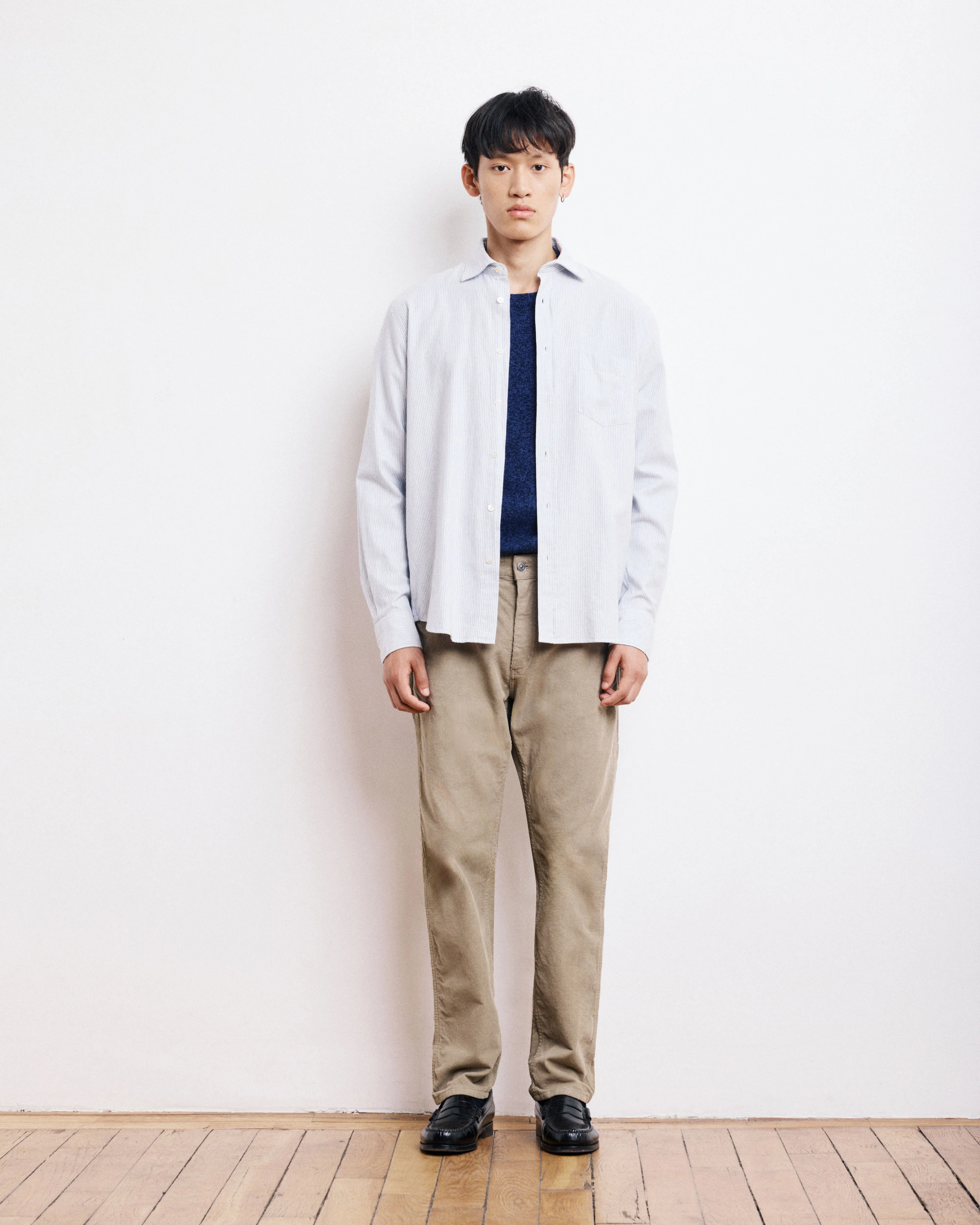 Chemise Homme en Gabardine de Coton Brossé Gris Paul sold by Hartford product image thumbnail 3