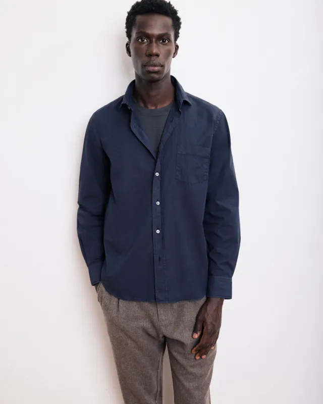 Chemise Homme en Gabardine de Coton Bleu Marine Paul sold by Hartford