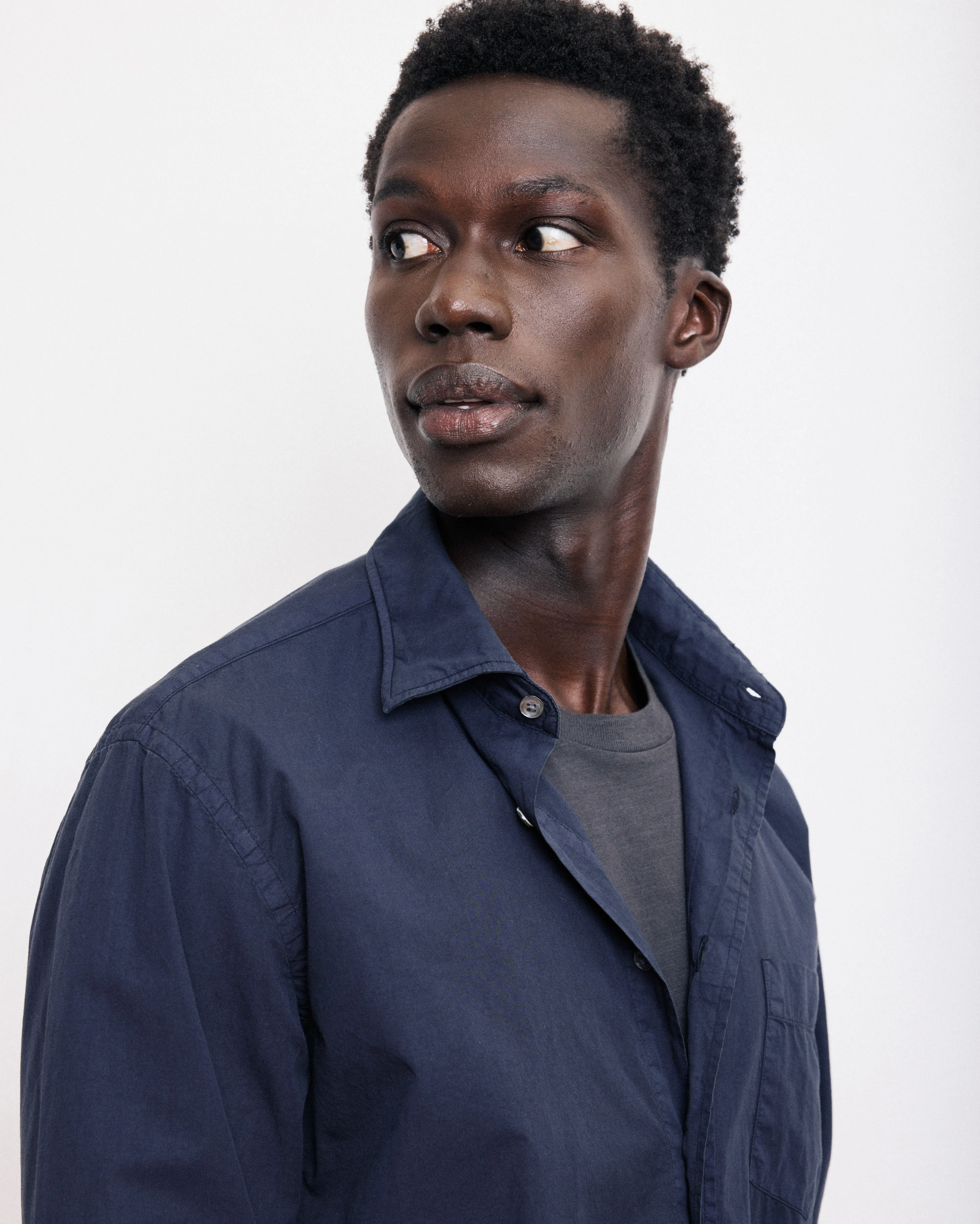 Chemise Homme en Gabardine de Coton Bleu Marine Paul sold by Hartford product image thumbnail 2