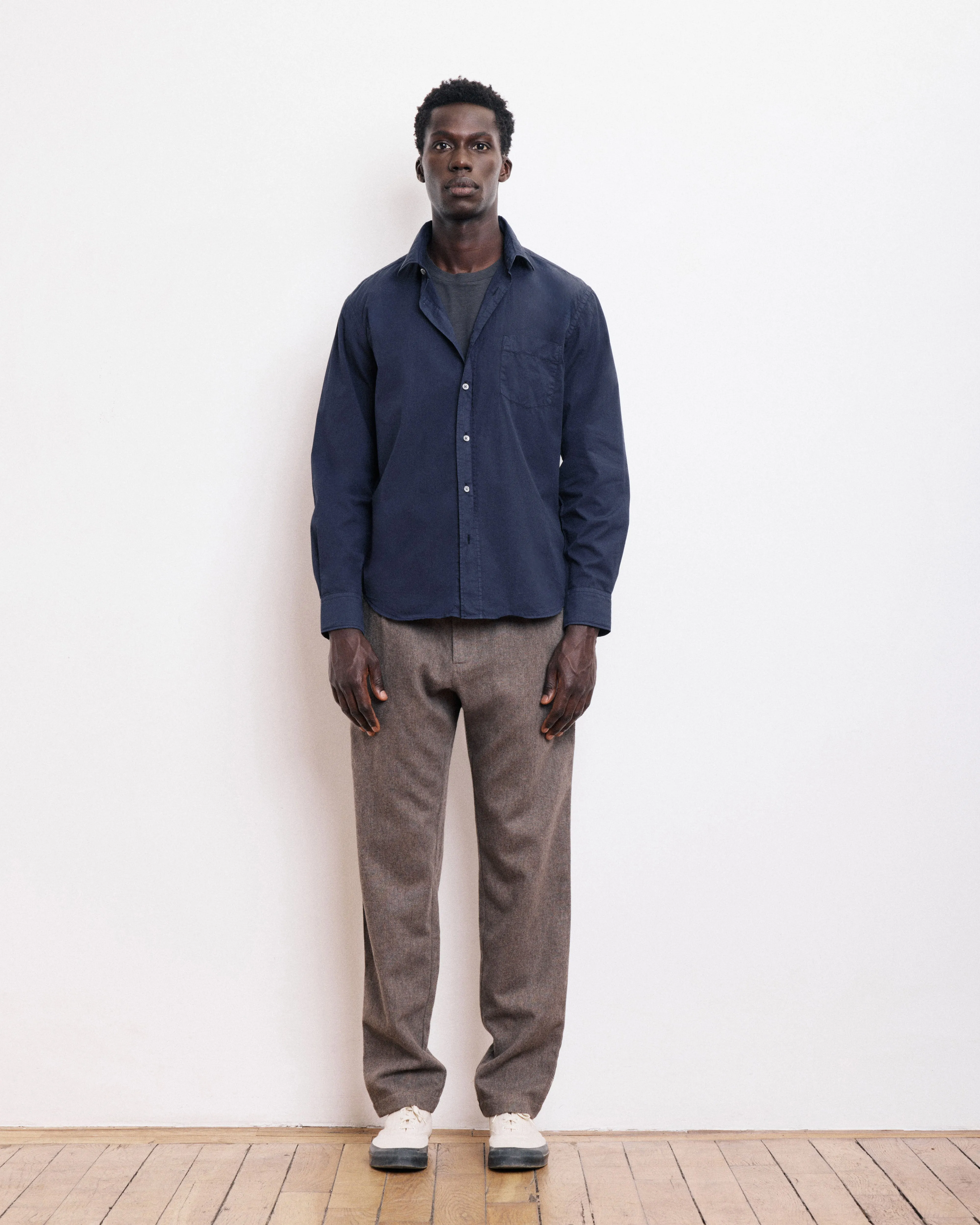 Chemise Homme en Gabardine de Coton Bleu Marine Paul sold by Hartford product image thumbnail 4